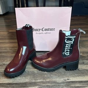 Juicy Couture NEW Burgundy Boots Size 6 / Size 5.5 NIB Combat Boots One-Up Ankle